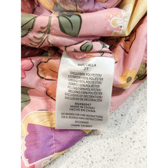Disney Princess Reversible Toddler Jacket 2T Pink Floral Plush - Picture 5 of 5